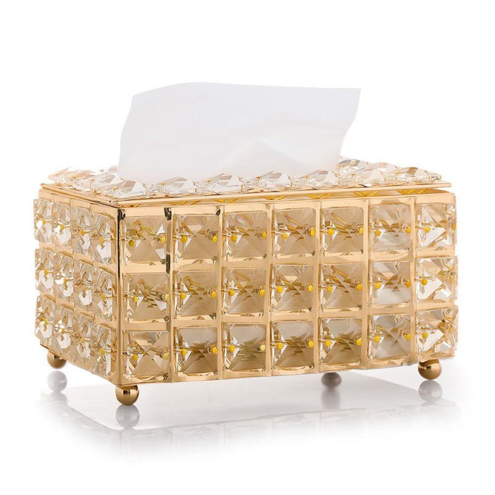BEBO CREATIONS Tissue Box Holder for Home with Crystal Glass Beads, Tissue Paper Holder,