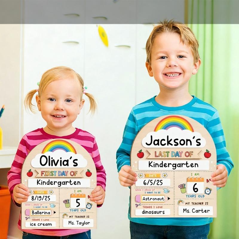 Beginning Day Of Education Sign Wooden Writing Panel For Kindergarten Preschool And Primary Kids With Marker Included