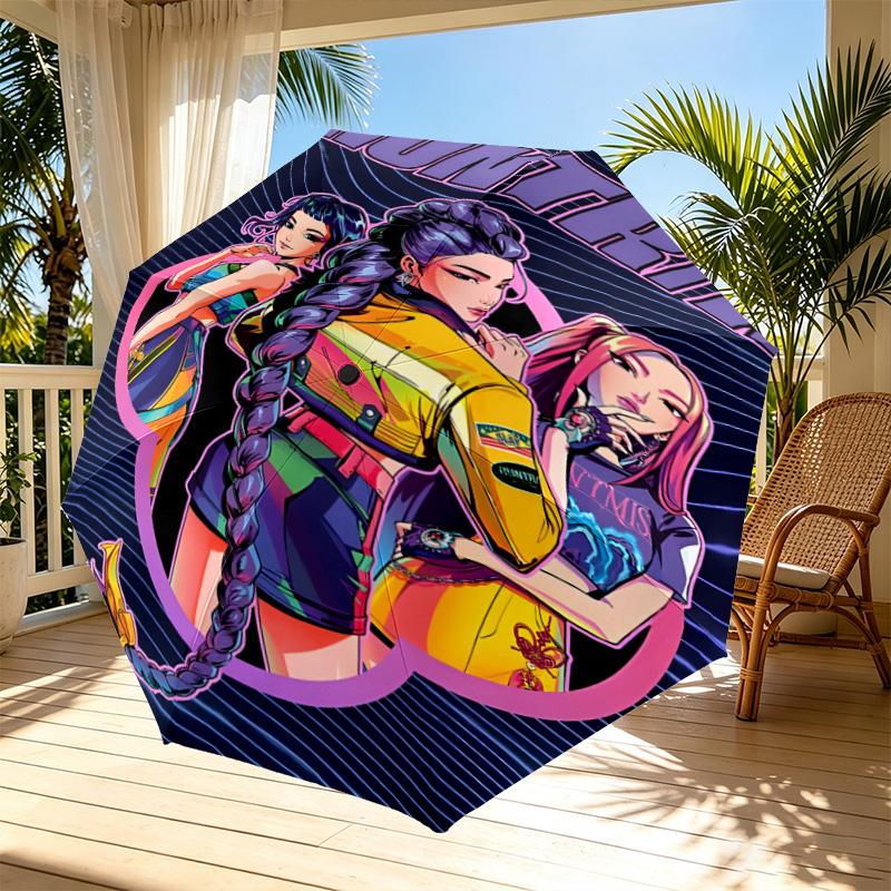 Parapluie à Ouverture/Fermeture Automatique Imprimé Chanteur, Parapluie Pliable Portable, pour les Trajets Extérieurs, les Voyages de Camping, Cadeau d'Anniversaire Idéal