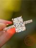 925 Silver Gorgeous Shiny 2-5CT Rectangle Zircon Ring For Women Anniversary Wedding Luxury High Quality Fine Jewelry