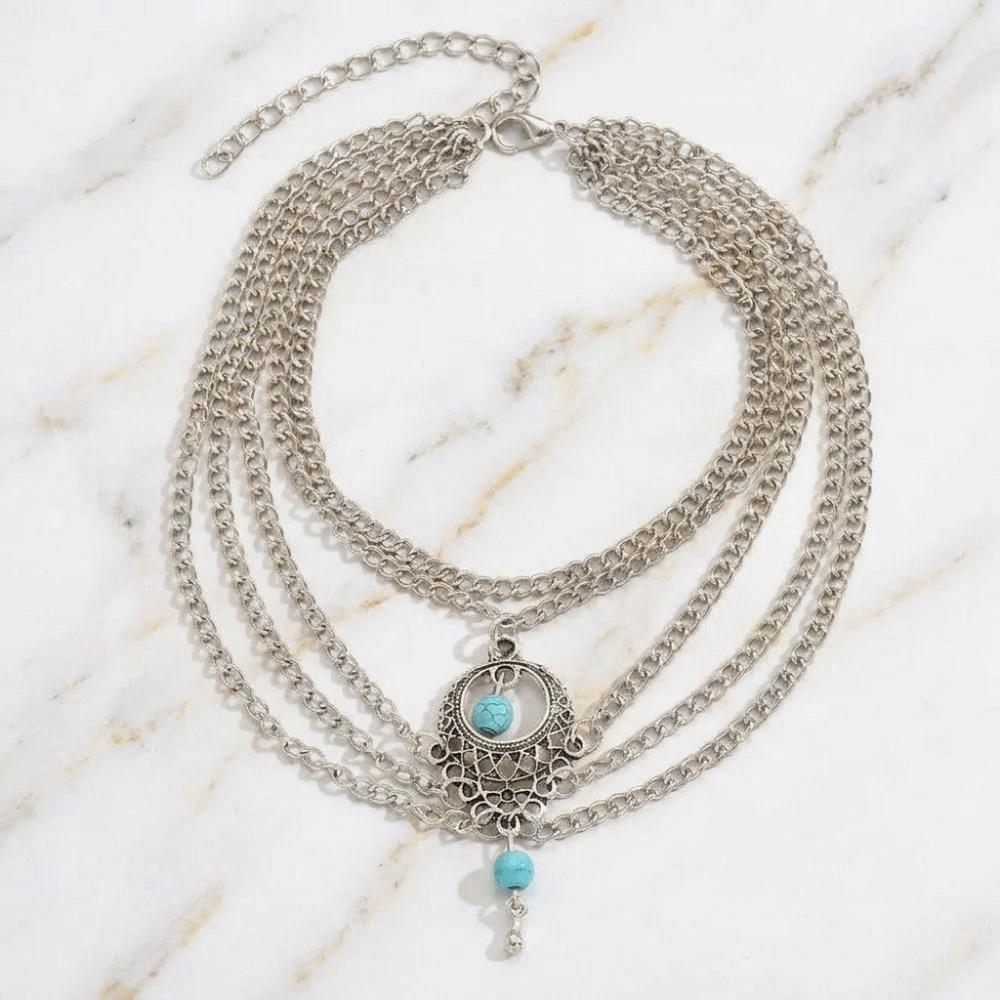 Retro Style Hollow Anklet Handmade Foot Jewelry New Turquoise Foot Chain  Summer