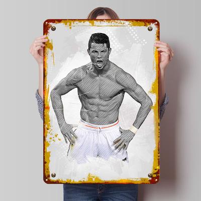 Segni in Latta Ritratto Cristiano Ronaldo Poster Sportivo Decorazione Casa Decorazione Stanza Segno Metallico Personalizzato per Decorazione Parete Bar