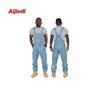 Men's Cross-border Denim Jumpsuit with Multiple Pockets - Dark Blue/Light Blue Workwear Overalls