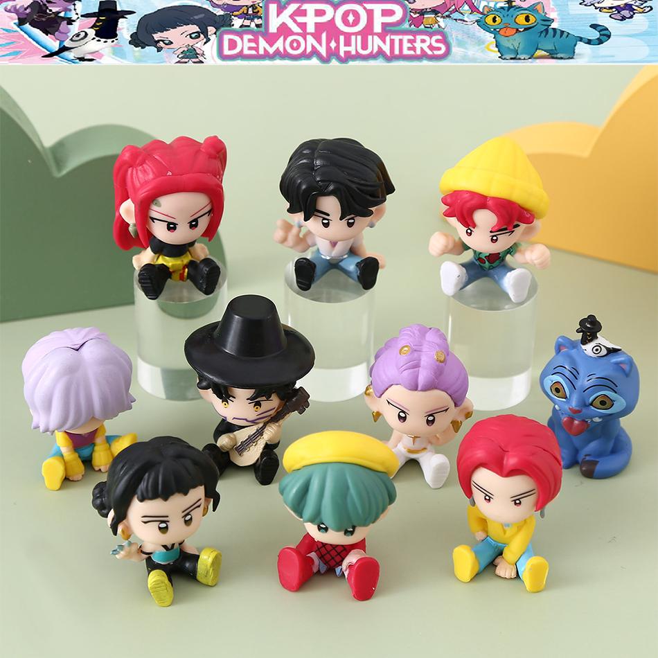 Kpop Demon Hunters Anime Figure Toys Cute PVC Kawaii Action Figure Q Version Model Dolls Kids Birthday Decoration Toy Gifts