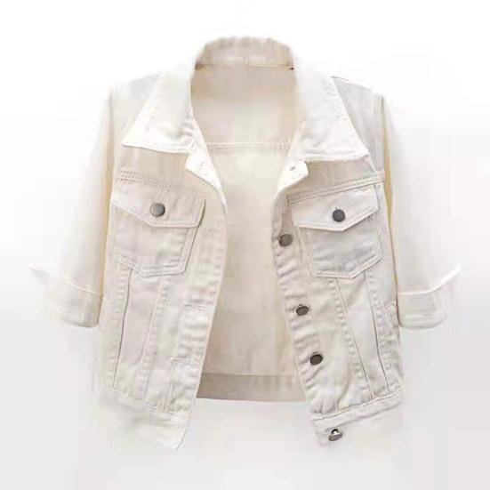 Women Coat Solid Color Slim Fit Close-fitting Young Style Wear-resistant Half Sleeve Buttons Single-breasted Easy to Match Women Jacket Female Clothes