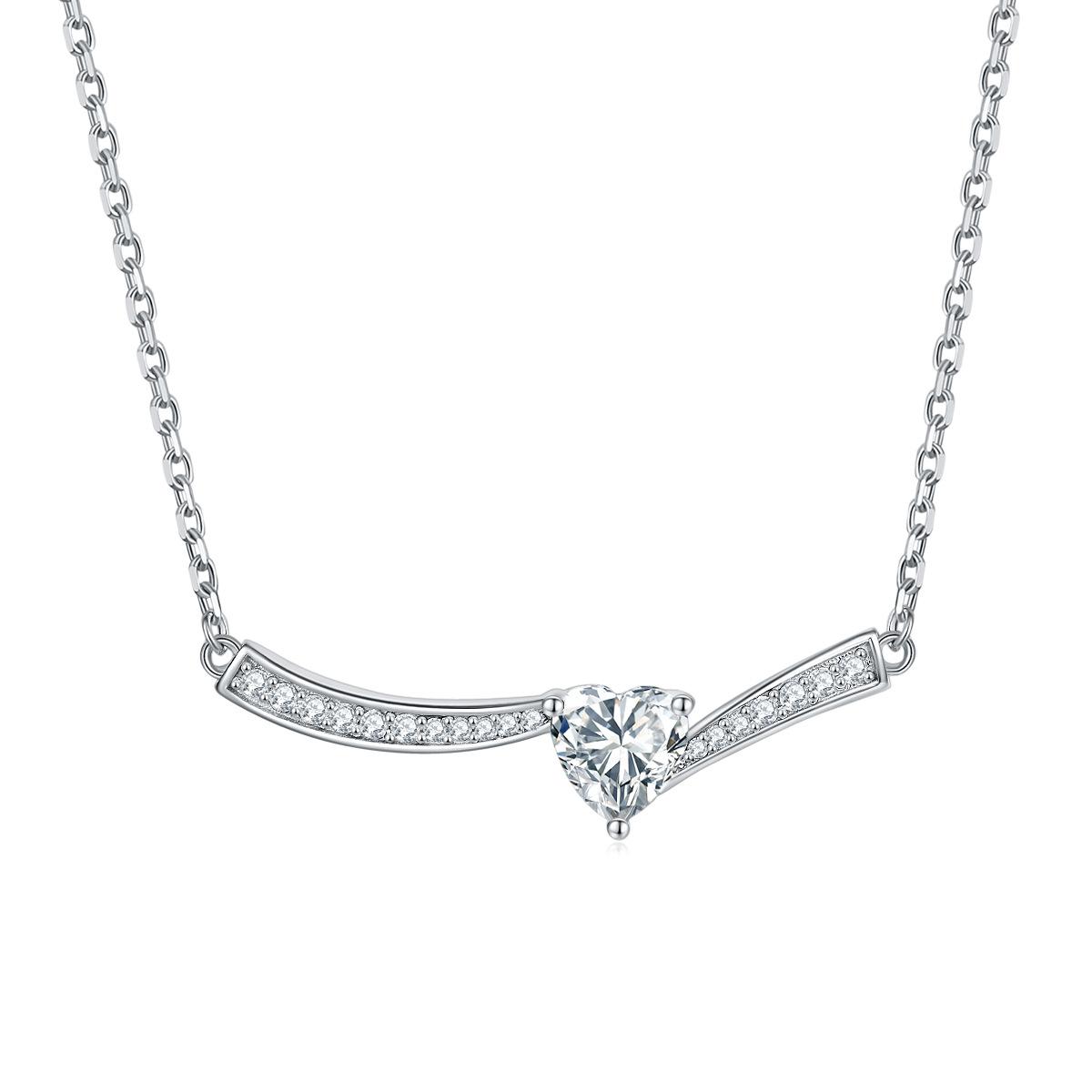 Aquamarine Ocean Heart S925 sterling silver love necklace female niche design sapphire pendant clavicle chain 925 silver