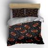 3Pcs Football Fan Bedding Set, Bold Brown Football With Play Symbols On Black Print Duvet Cover, Energetic Sports Bedroom Decor
