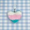 Cute Personalization Color Heart Shaped Fluff Pompomy Keychain Pendant Car Backpack Accessories Key Ring Boys and Girls Gift