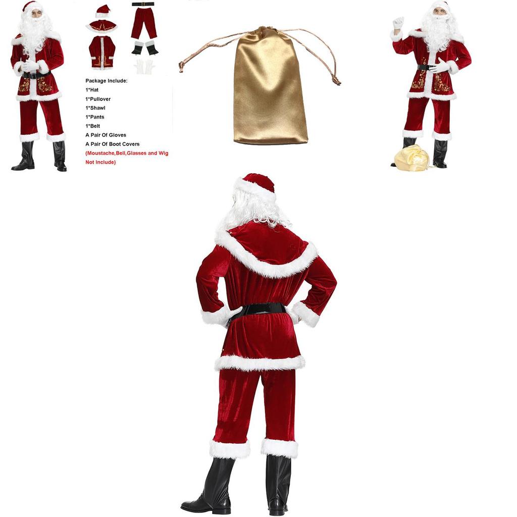 Elegant Plus Size Santa Claus Fancy Dress Outfit In Rich Wine Red Velvet Material