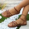Fashion New Fashionable Women's Casual Flat Sandals Braided Design Popular Brown Color Comfortable Shoes for Everyday Wear Zapatos Mujer