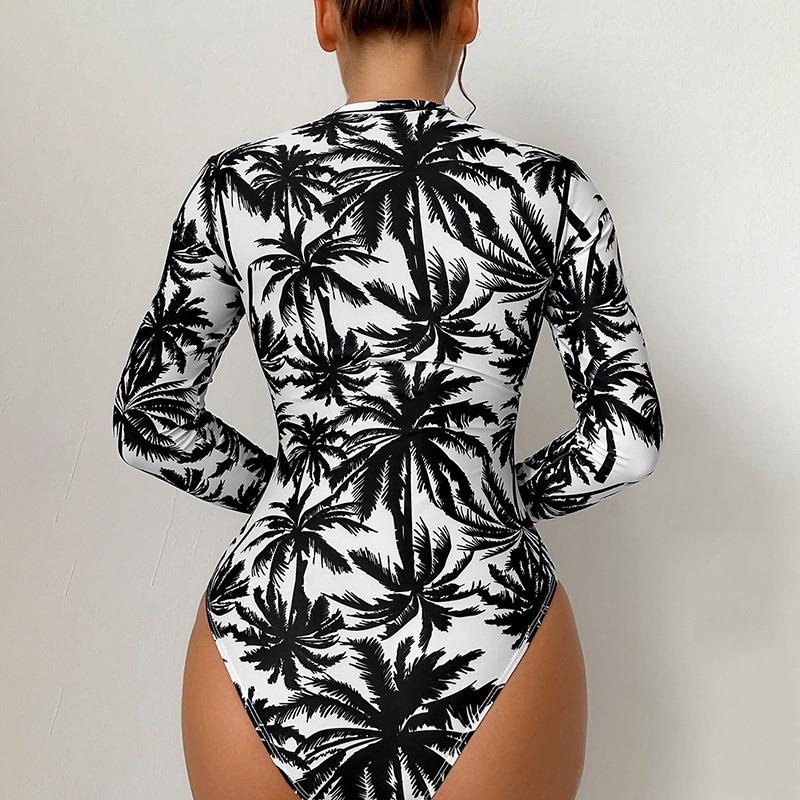 Women Bikini One-piece Zippers Conservative Sexy High Waist Bathing Suit Beach Swimwear Female Summer Swimsuit