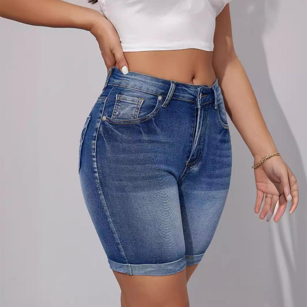 Ladies' Casual Hole  Versatile Fashionable Denim Shorts
