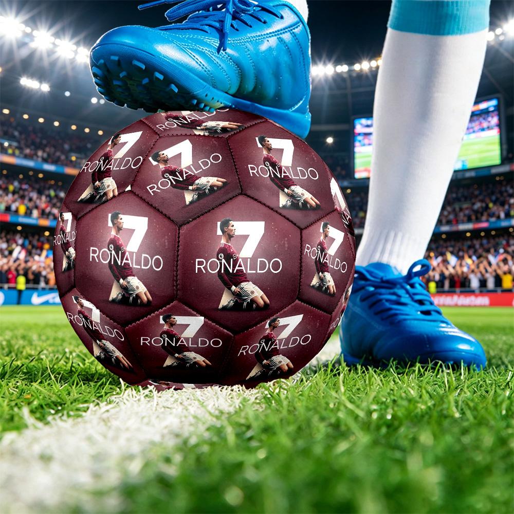 Pallone da Calcio Taglia 5 Stampato Cristiano Ronaldo Resistente all'Usura Standard Allenamento Adulti Regalo per Fan Partite Indoor Outdoor Sport