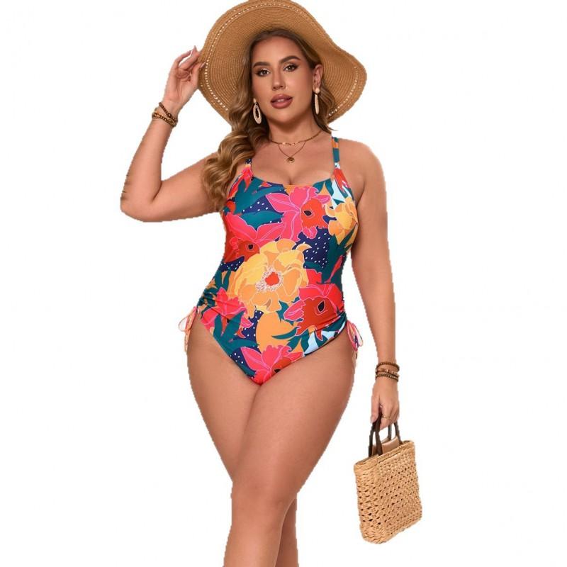 Plus Size Womens One Piece Swimsuit With Digital Print Supportive Padding Modest Coverage Swimming Beach