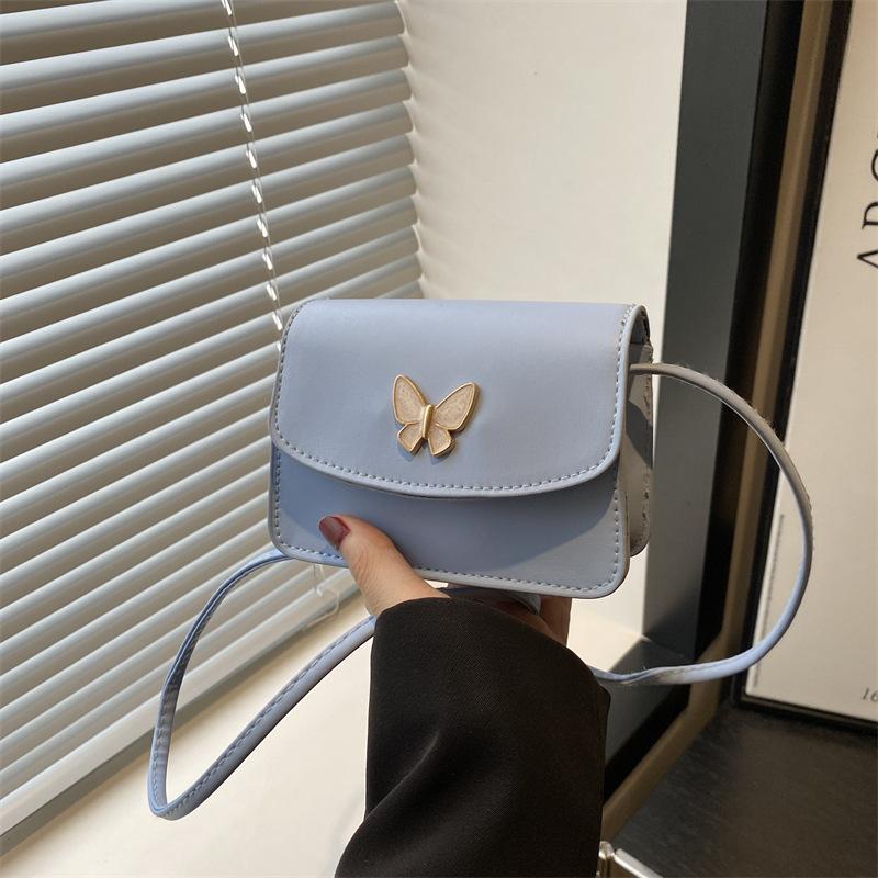 

Новая летняя наплечная сумка-мессенджер на цепочке, трендовая мини-квадратная сумка, милая и нежная маленькая женская сумка с бабочкой синий