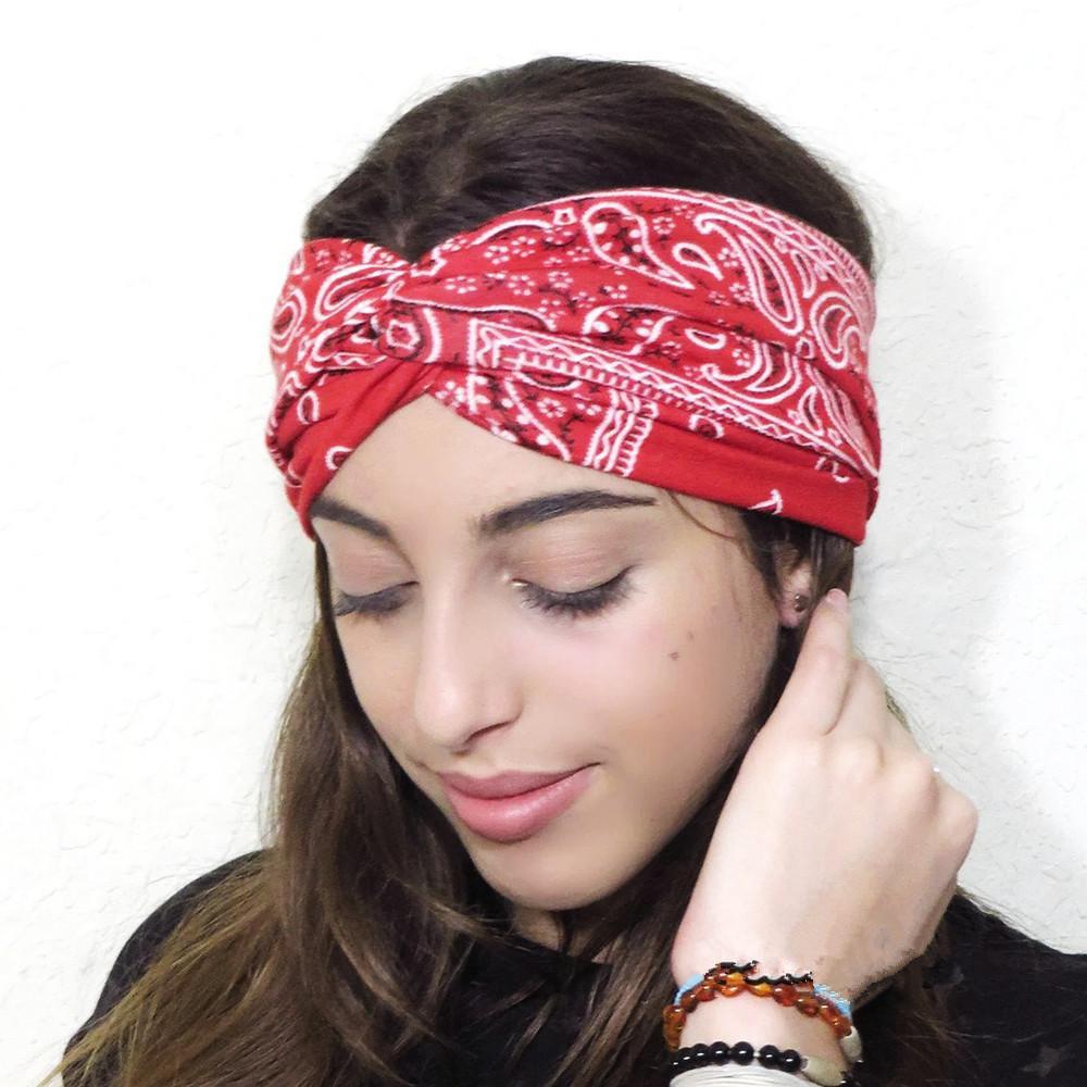 Cashew Flower Print Headbands for Women Girls African Boho Cotton