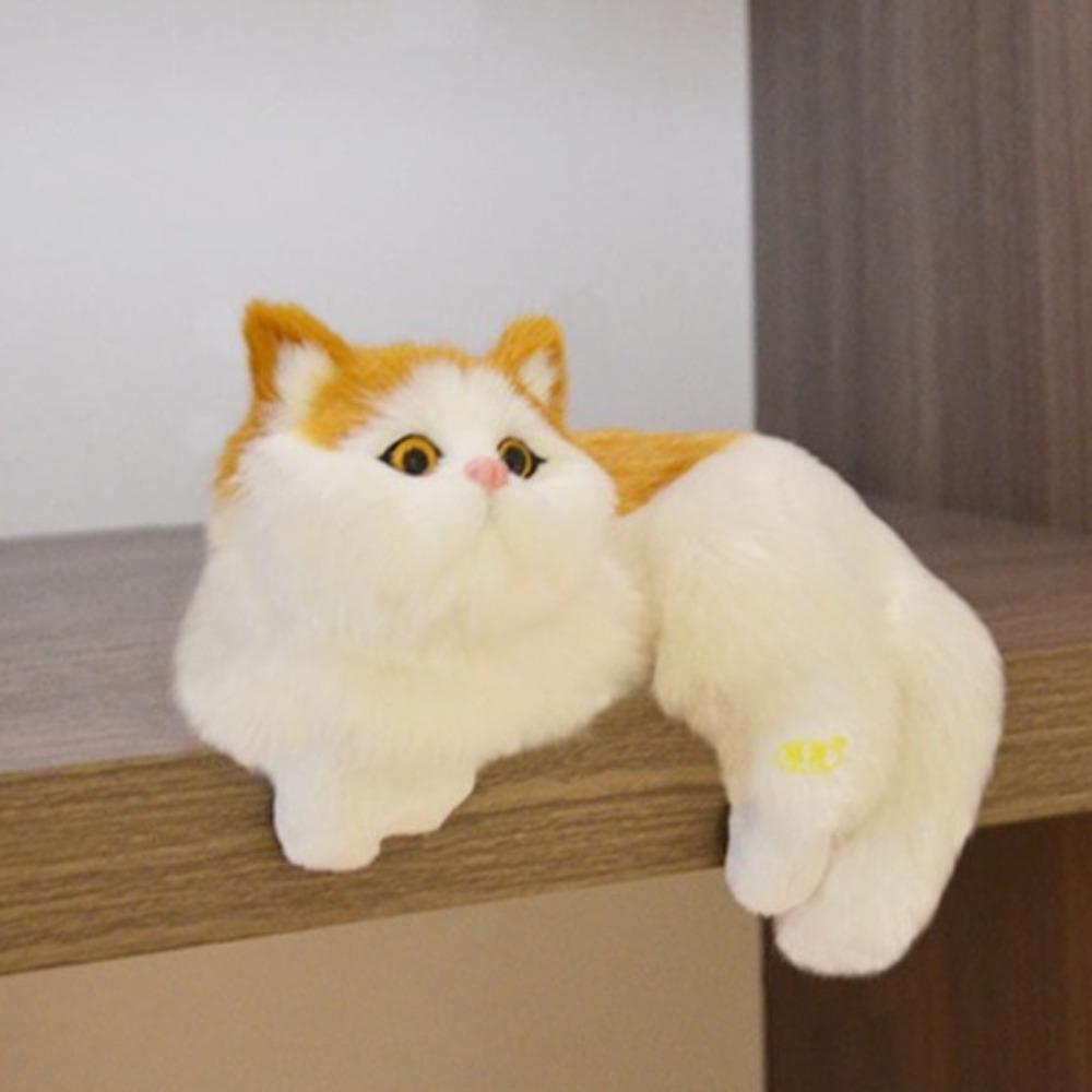 Furry Plush Kittens Doll Toy Animal Figurines Stuffed Animals Sculptures Fake Cat Model Child Gift