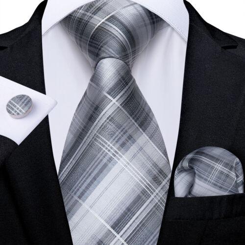 Dibangu Mens Silk Necktie Set Striped Paisley Solid Tie Pocket Square Cufflinks
