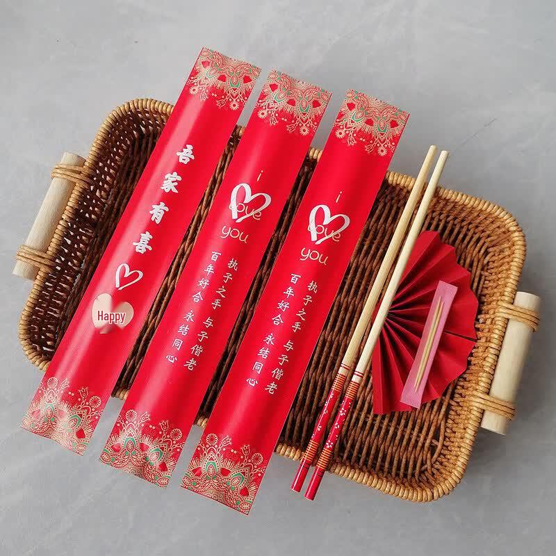Premium Red Disposable Chopsticks for Weddings and Banquets