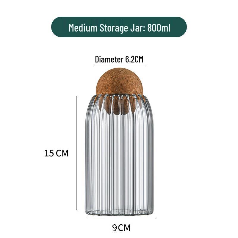 High Borosilicate Glass Storage Jar 800ml with Cork Ball