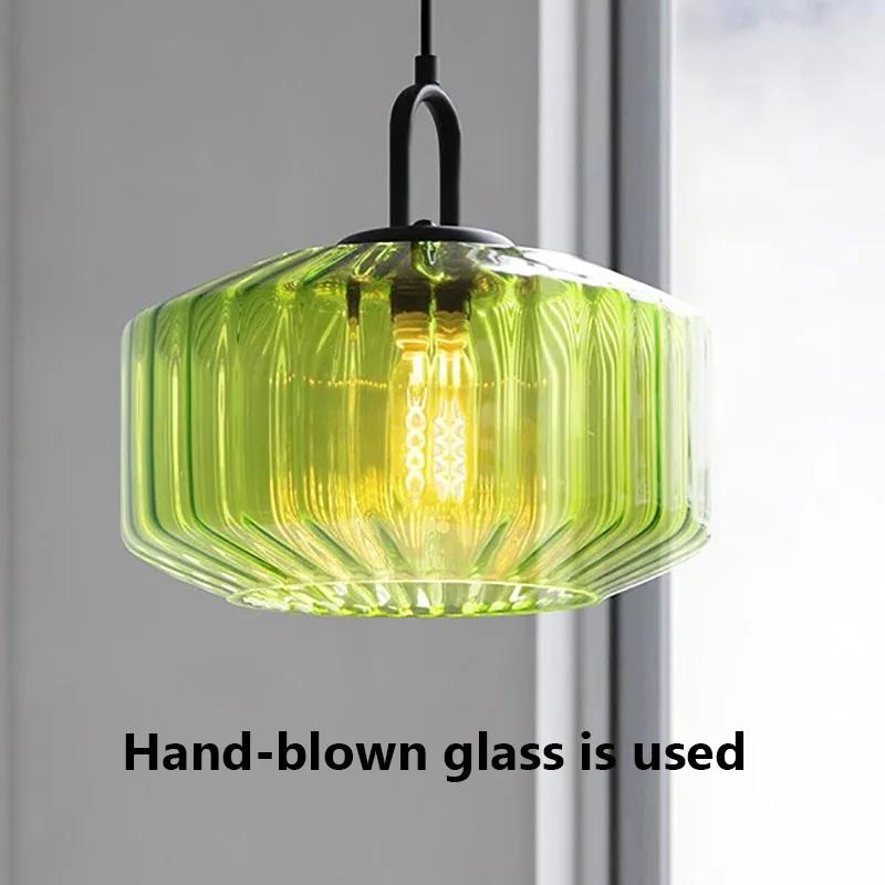 Retro Colour Glass Pendant Light Nordic Loft Hanging Indoor Decor Lights LED Fixtures E27/E26 for Bedroom Restaurant Lamp