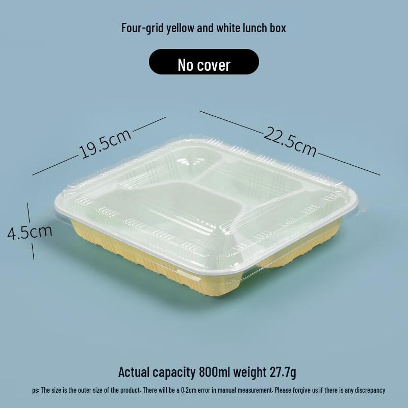 MOLUONA Disposable 4-Compartment Rectangular Meal Boxes (100-Pack, Lids Not Included)