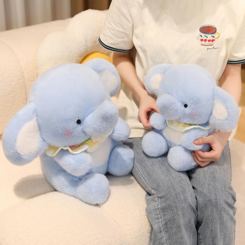 Non-Toxic Cute Elephant With Bib Plush Toy Cartoon Stuffed Animals Plushies Doll Soft Peluches Toys For Children Gift Room Decor