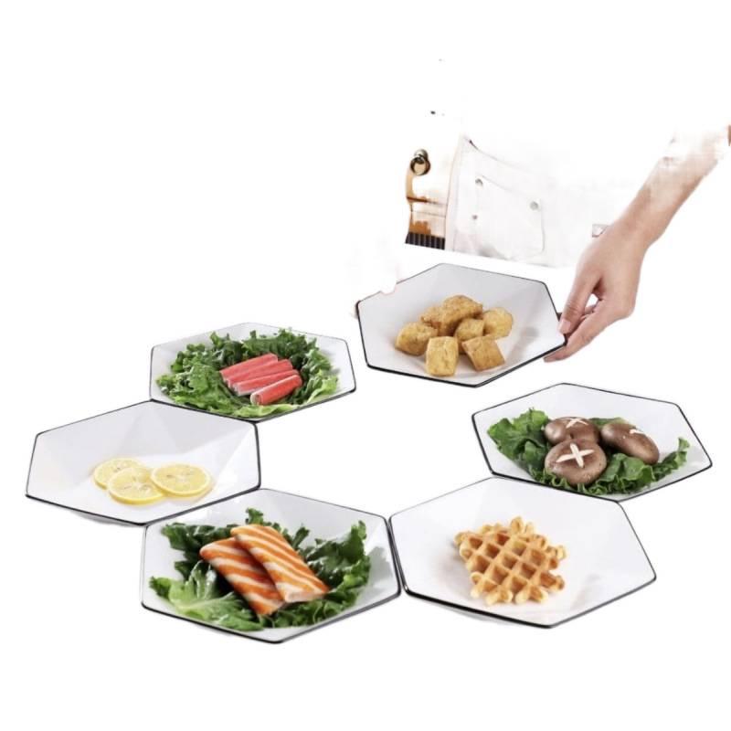 Hexagonal Celebrity Diamond Platter: Underglaze Ceramic Tableware Set