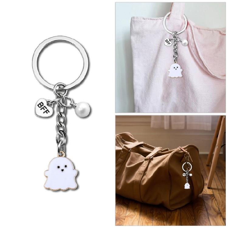 Spooky Wraith Key Ring Halloween Stocking Stuffer for Women Girls Teens Cute Boo Basket Gift for Friend With Gift Card