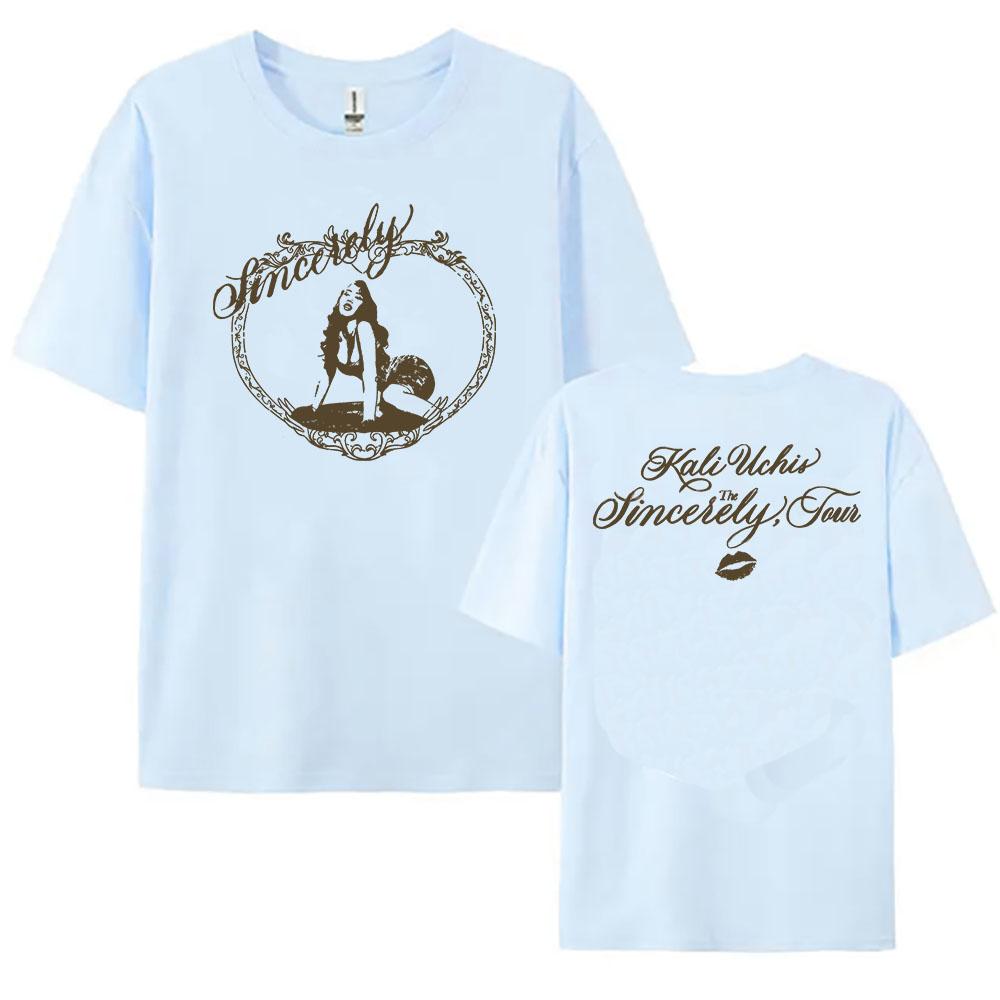 The Sincerely, Tour T-shirt KALI UCHIS Singer Design Tshirts Short Sleeve Cotton Women/Men Tees Loose Fashion O-neck T Shirts