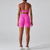New Seamless High Waisted Peach Hip Lifting Yoga Set For Women'S Cross Back Sports Fitness Suit Set