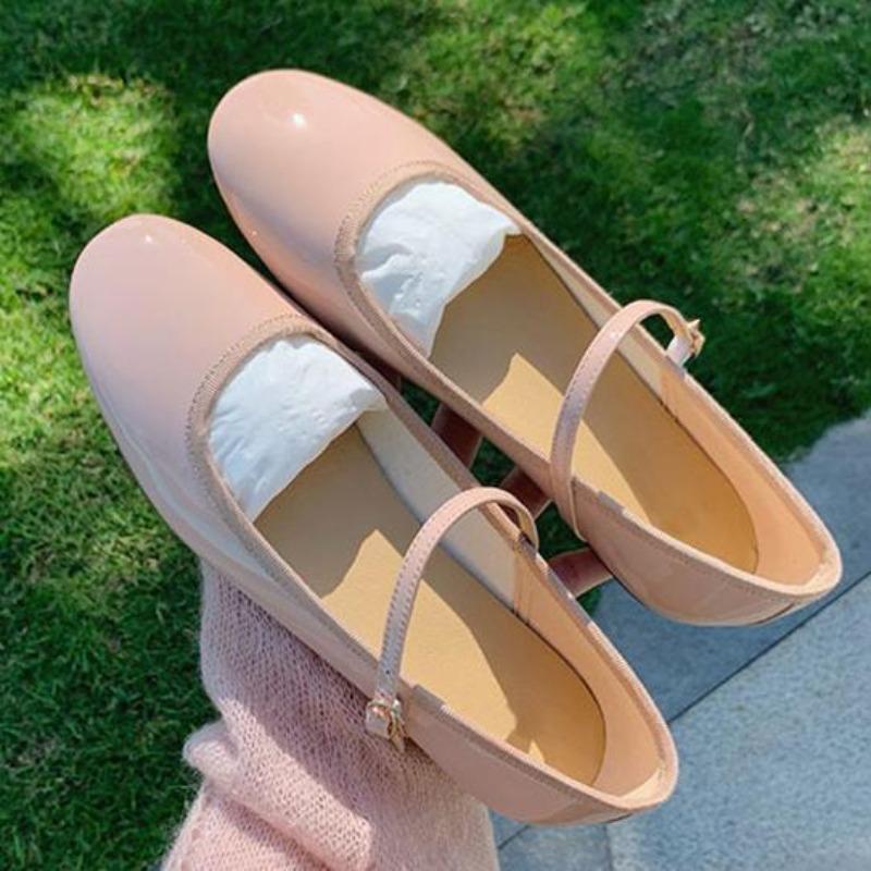 Fashion Summer New Round Toe Women Mary Jane Shoes Shallow Ladies Casual Ballet Flats Soft Sole Eelgant Leather Solid Women's Shoes