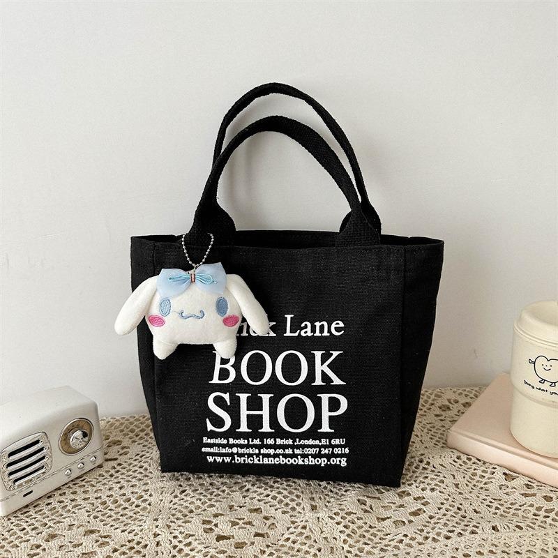 Basit Mini Tote Kova Çanta Büyük Kapasiteli Dış Saplı Kanvas Çanta