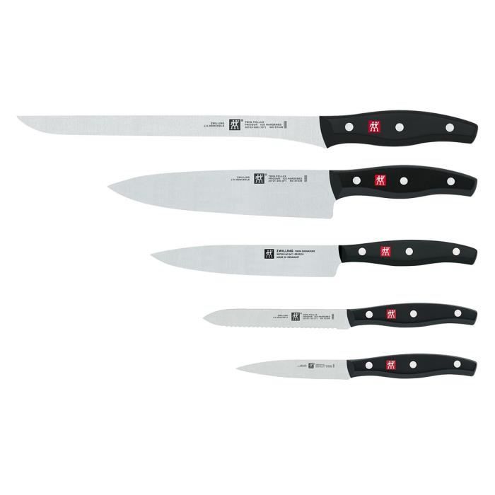 ZWILLING Twin Pollux - Bloc de Couteaux (5 Couteaux + 1 Bloc de Bois)
