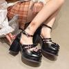 Fashion Designer Summer Bow Women High Heels Shoes Sexy Lolita Chunky Sandals New 2025 Fashion Platform Marie Janes Shoes Woman Pumps