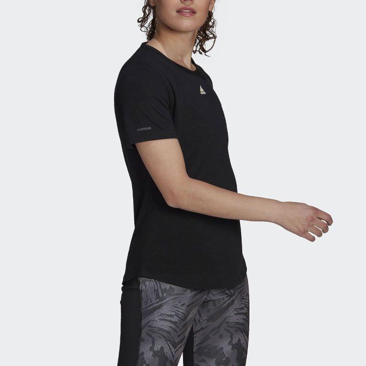 adidas T Shirts Women's Black Crew Neck Moderate Straight Fit GN4970