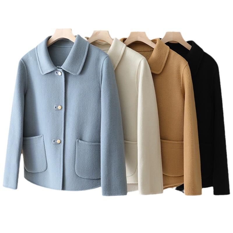 2024 Autumn/Winter Women's Elegant Petite Handmade Double-Faced Wool Short Coat