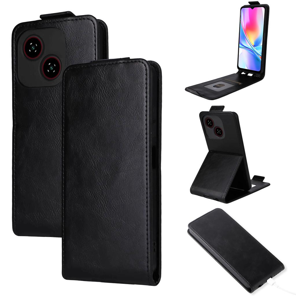 For ZTE Blade A35e Z2466 Stand Case Magnetic Clasp Vertical Flip Leather Phone Cover with Card Holder