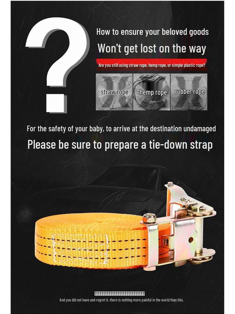38mm Ratchet Tie Down Strap with Brake for Cargo, Pallets, Luggage, Trucks, and Airplanes