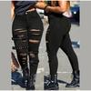 Sexy Skinny Jeans Women's Denim Pants Tight Fitting Hole Punching Fashionable Thin Leggings Casual Female Solid Color Jean
