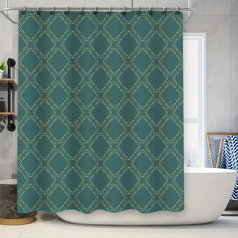 

Green Geometric Shower Curtain Waterproof Bathroom Decor Polyester Modern Design 60 X 72 Inch (Modeltc315) W60H190(CM)-1 Pcs