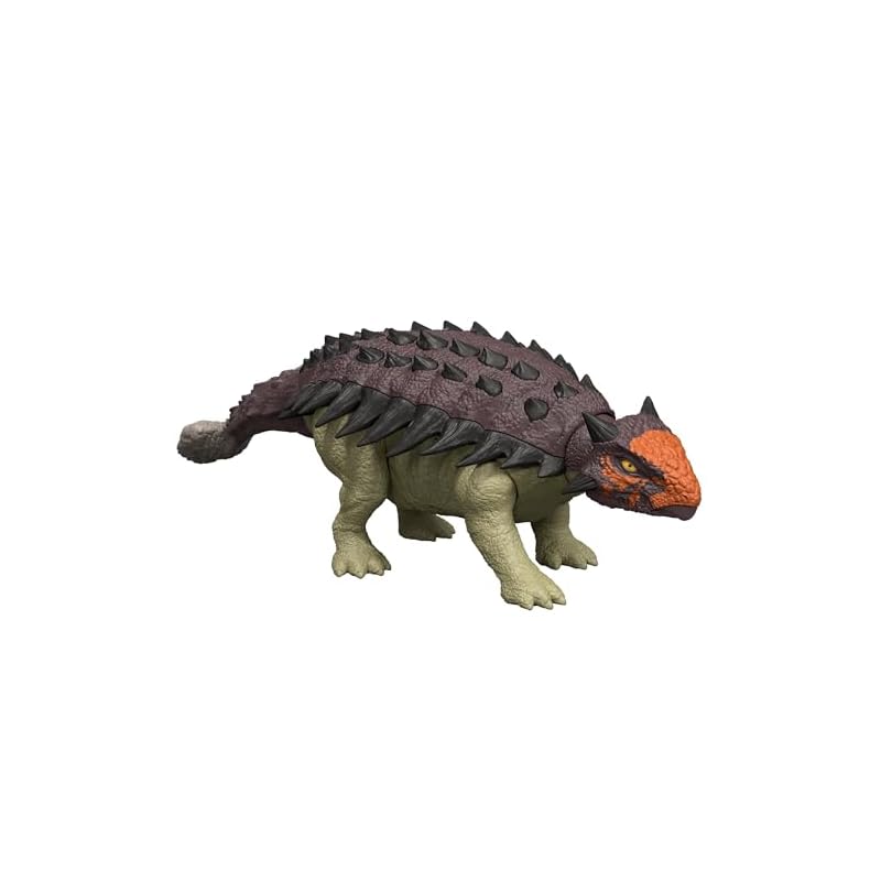 Mattel Jurassic World Brüllender Ankylosaurus Actionfigur, Dinosaurier-Spielzeug für Kinder, ca.. 25,5 cm lang, Ab 4 Jahren, Braun, JGB90