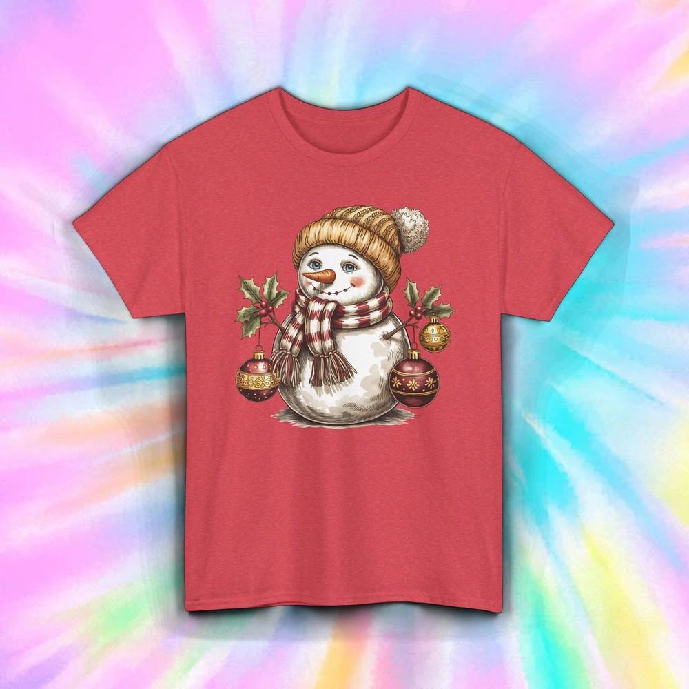Snowman Christmas Shirt | Cozy Winter Holiday Festive Seasonal Graphic Tee S-5XL Unisex T-Shirt S