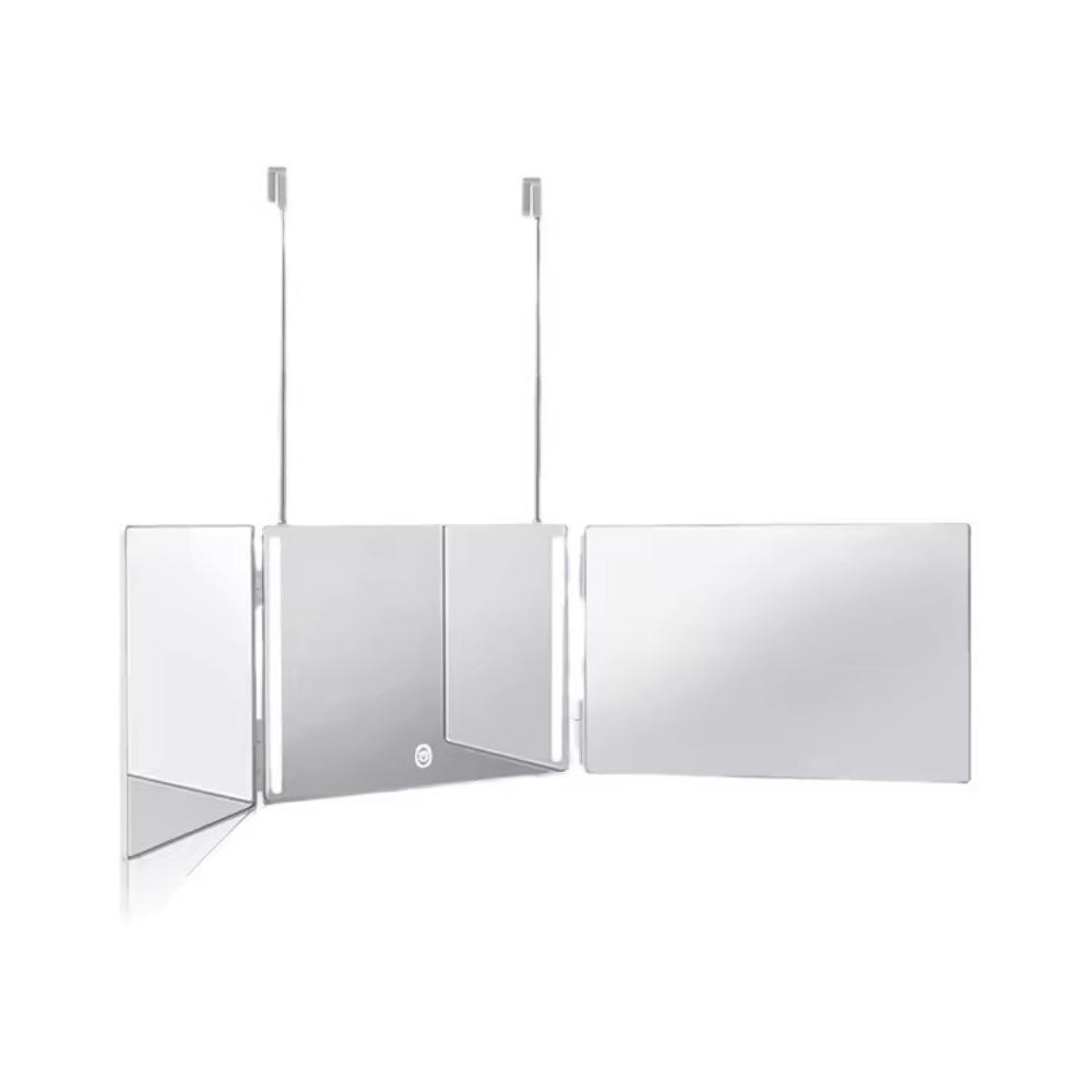 Retractable Hanging Three-fold Mirror for Home Haircutting and Bathroom Use