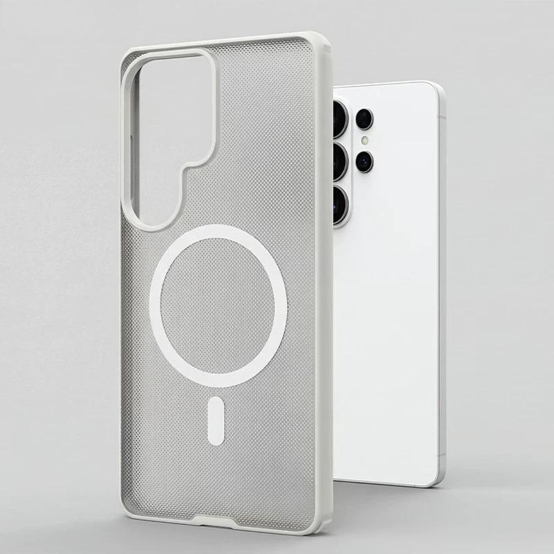 Hülle Für Samsung Galaxy S26 Ultra S25 S24 Für MagSafe Magnetisch Mattes Partikel Transparentes Acryl Hautgefühl Harte Rückseite
