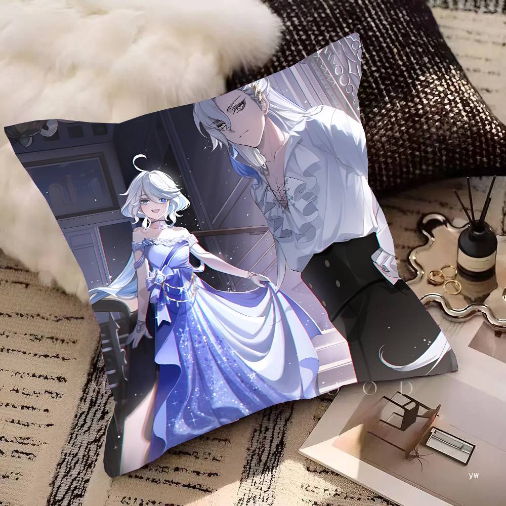 Game Genshin Impact Neuvillette Pillow Case Square Pillow Bedroom Sofa Leisure Comfort Cushion Car Living Room Home Decoration
