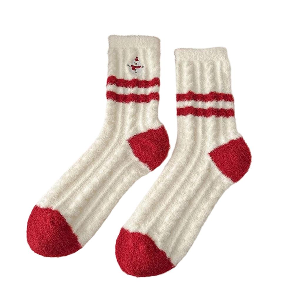 Coral Fleece Socks For Women In Winter, Thickened And Warm Red Christmas Socks With Added Fleece