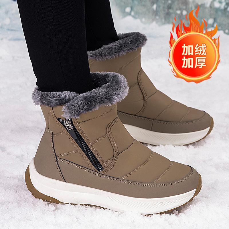 Platform snow boots winter velvet thickened shoes medium and large cotton shoes