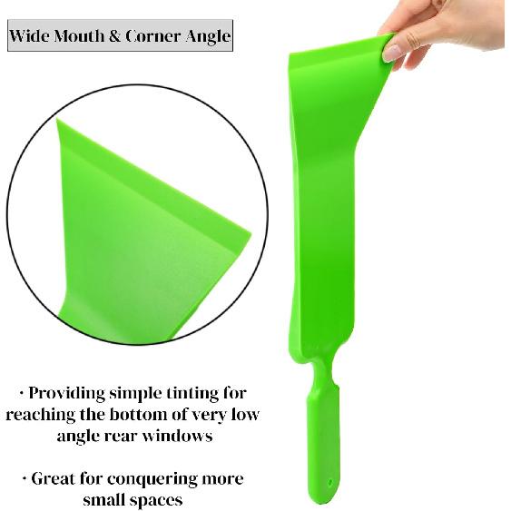3 Pieces Window Tint Tools, Long Handle Auto Bulldozer Squeegee Scrubber Paddle Squeegee Kit, Flat Glass Scraper Cleaning Tool for Car Front Windows