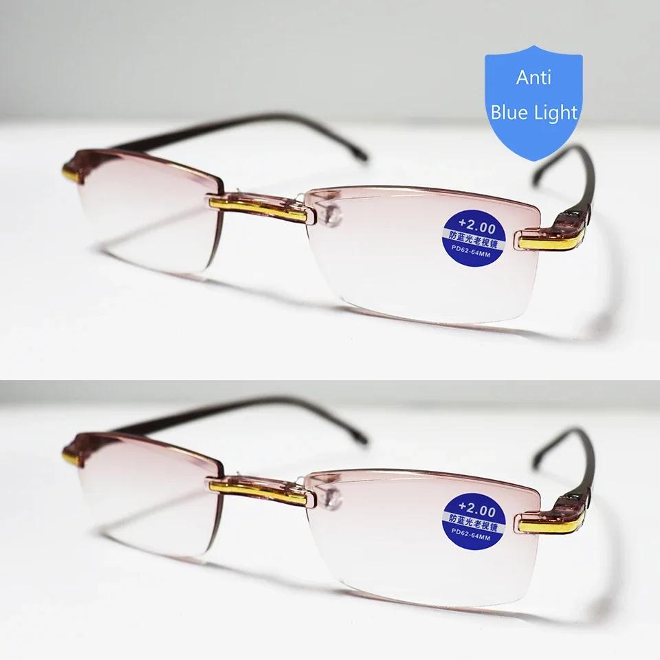 Nye Lesebriller Anti Blue Rays Presbyopia Goggles Dame Vintage Rimless Eyewear